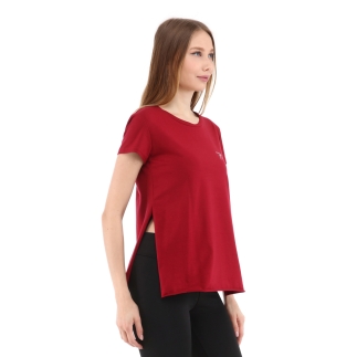 Raru Cotton O-Neck T-Shirt FUMUS Burgundy - 2