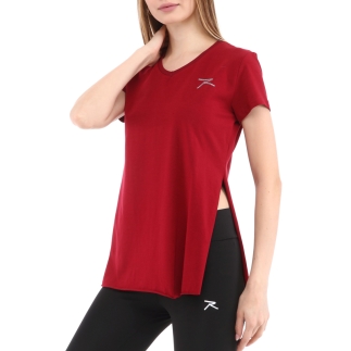 Raru Cotton V-Neck T-Shirt FRAGUM Burgundy - RARU