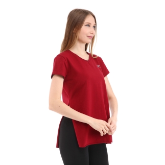 Raru Cotton V-Neck T-Shirt FRAGUM Burgundy - 3