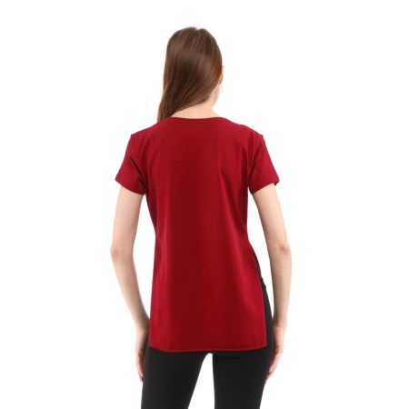 Raru Cotton V-Neck T-Shirt FRAGUM Burgundy - 4