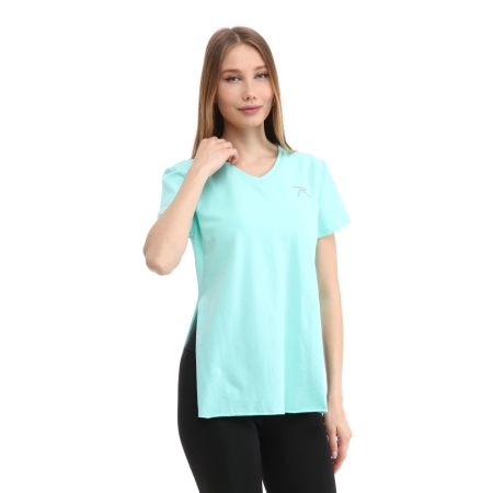 Raru Cotton V-Neck T-Shirt FRAGUM Mint - 3