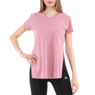 Raru Cotton V-Neck T-Shirt FRAGUM Pink - 1