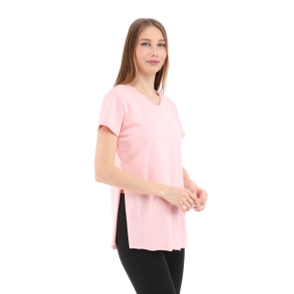 Raru Cotton V-Neck T-Shirt FRAGUM Pink - 3