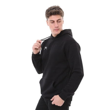 Raru Erkek Pamuklu Kapüşonlu Kalın Basic Sweatshirt LEPIDUS SİYAH - 3