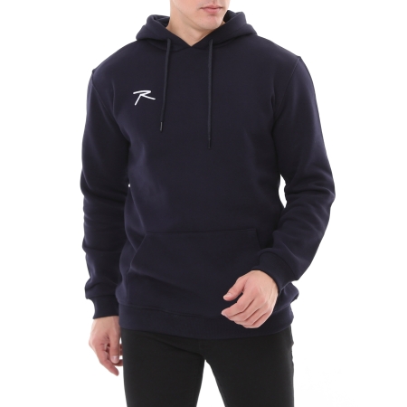 Raru Erkek Pamuklu Kapüşonlu Kalın Basic Sweatshirt LEPIDUS LACİVERT - 1