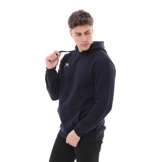 Raru Erkek Pamuklu Kapüşonlu Kalın Basic Sweatshirt LEPIDUS LACİVERT - 3