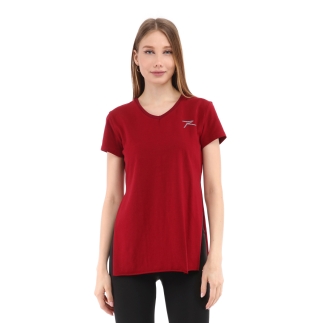 Raru Kadın %100 Pamuk V Yaka T-Shirt FRAGUM BORDO - RARU (1)