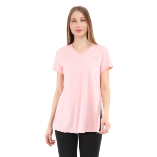 Raru Kadın %100 Pamuk V Yaka T-Shirt FRAGUM PEMBE - RARU (1)