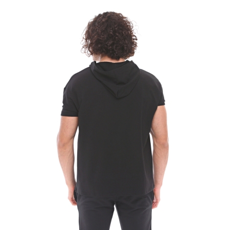 Raru Cotton Short Sleeved Hoodie OCULUS Black - 3