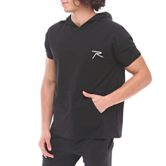 Raru Cotton Short Sleeved Hoodie OCULUS Black - 1