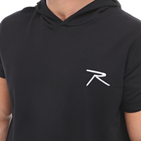 Raru Cotton Short Sleeved Hoodie OCULUS Black - 4