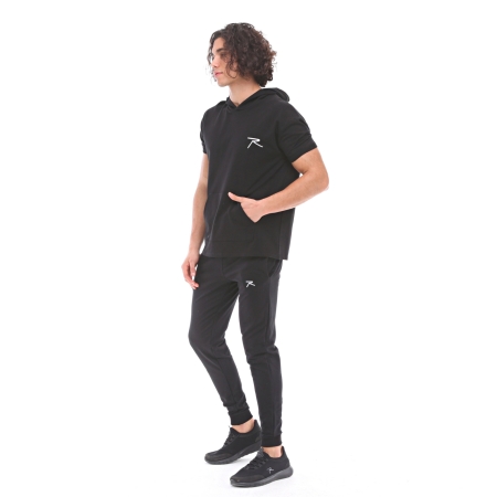 Raru Cotton Short Sleeved Hoodie OCULUS Black - 5