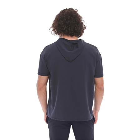 Raru Cotton Short Sleeved Hoodie OCULUS Navy Blue - 3