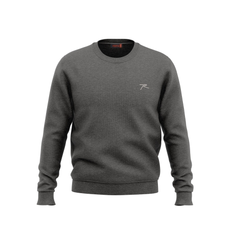 Raru %100 Pamuk Bisiklet Yaka Unisex Basic Sweatshirt AUDAX ANTRASİT MELANJ - 1