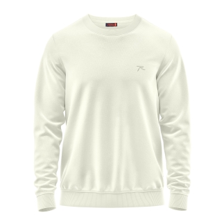 Raru %100 Pamuk Bisiklet Yaka Unisex Basic Sweatshirt AUDAX EKRU 