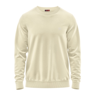 Raru %100 Pamuk Bisiklet Yaka Unisex Basic Sweatshirt AUDAX EKRU - 1