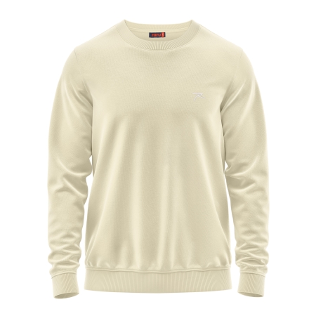 Raru %100 Pamuk Bisiklet Yaka Unisex Basic Sweatshirt AUDAX EKRU - 1