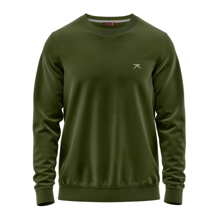 Raru 100% Cotton Crew Neck Unisex Basic Sweatshirt AUDAX Khaki - 1