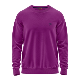 Raru 100% Cotton Crew Neck Unisex Basic Sweatshirt AUDAX Purple 