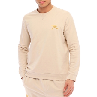 Raru Pamuklu Bisiklet Yaka Basic Sweatshirt OMNIS BEJ - RARU