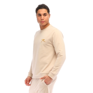 Raru Cotton Crew Neck Basic Sweatshirt OMNIS Beige - 2