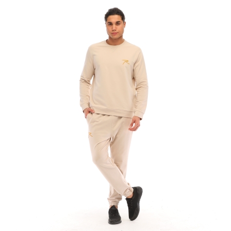 Raru Cotton Crew Neck Basic Sweatshirt OMNIS Beige - 5