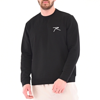 Raru Pamuklu Bisiklet Yaka Basic Sweatshirt OMNIS SİYAH - 1