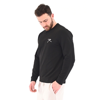 Raru Pamuklu Bisiklet Yaka Basic Sweatshirt OMNIS SİYAH - RARU (1)