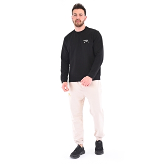 Raru Pamuklu Bisiklet Yaka Basic Sweatshirt OMNIS SİYAH - 4