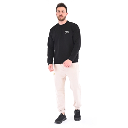 Raru Cotton Crew Neck Basic Sweatshirt OMNIS Black - 4