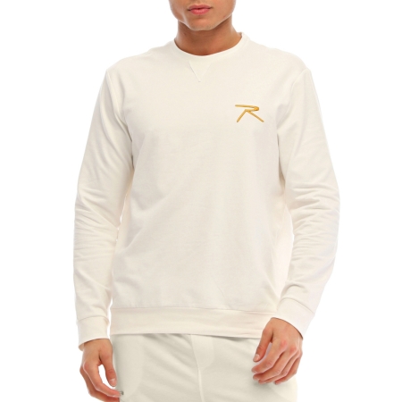 Raru Pamuklu Bisiklet Yaka Basic Sweatshirt OMNIS EKRU - 1