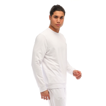 Raru Cotton Crew Neck Basic Sweatshirt OMNIS White - 3