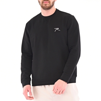 Raru Pamuklu Bisiklet Yaka Basic Sweatshirt PORTA SİYAH - RARU