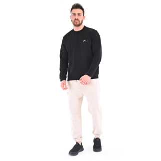 Raru Pamuklu Bisiklet Yaka Basic Sweatshirt PORTA SİYAH - 4