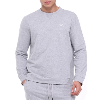 Raru Pamuklu Bisiklet Yaka Basic Sweatshirt PORTA GRİ MELANJ - 1