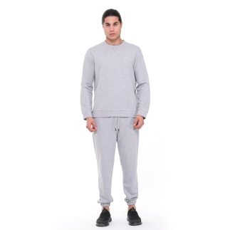 Raru Pamuklu Bisiklet Yaka Basic Sweatshirt PORTA GRİ MELANJ - 5