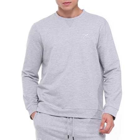 Raru Cotton Crew Neck Basic Sweatshirt PORTA Gray Melange - 1