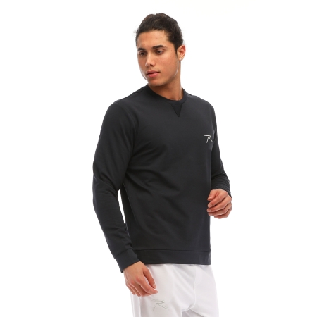 Raru Pamuklu Bisiklet Yaka Basic Sweatshirt PORTA LACİVERT - 2