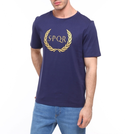 Spqr Cotton T-Shirt ARES Navy Blue - 2