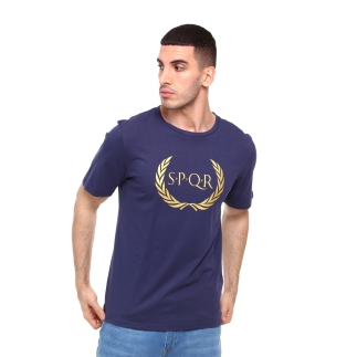 Spqr Cotton T-Shirt ARES Navy Blue - 3