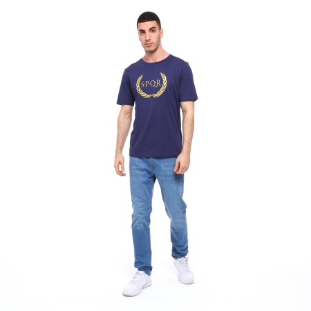 Spqr Cotton T-Shirt ARES Navy Blue - 6