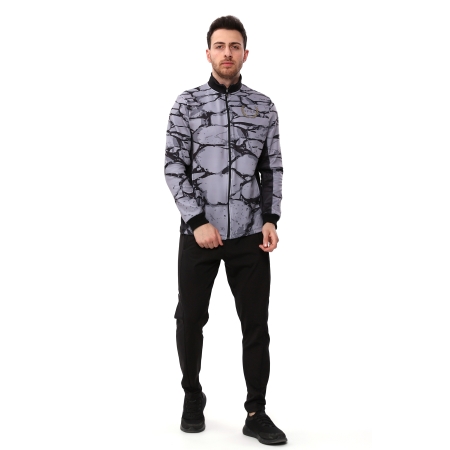 SPQR Baskılı Fermuarlı Sweatshirt AQUILUS GRİ - 5