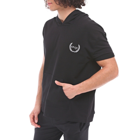 Spqr Cotton Short Sleeved Hoodie NEPTUNE Black - 1