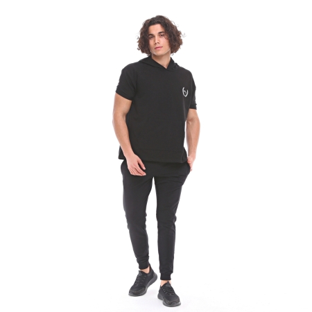 Spqr Cotton Short Sleeved Hoodie NEPTUNE Black - 5