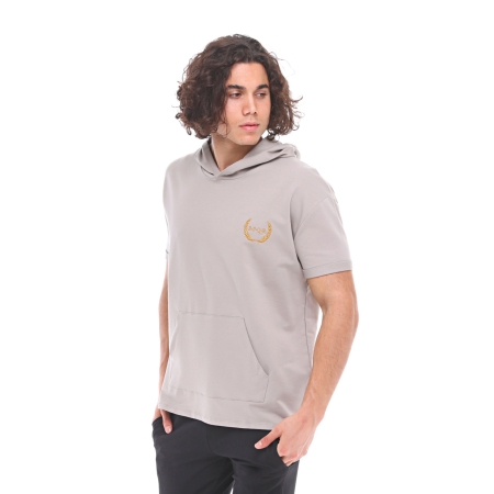 SPQR Pamuklu Kapüşonlu Kısa Kollu Sweatshirt NEPTUNE GRİ - 2