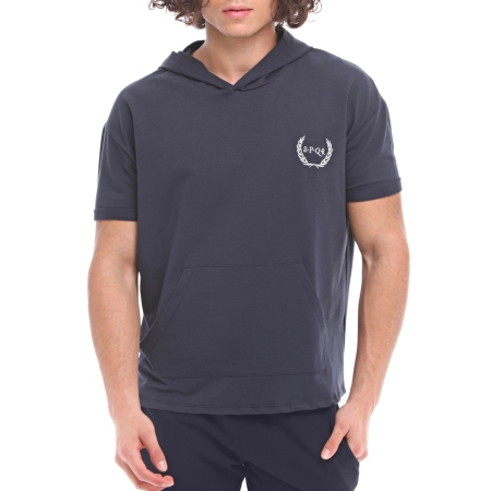 Spqr Cotton Short Sleeved Sweatshirt NEPTUNE Navy Blue - 1