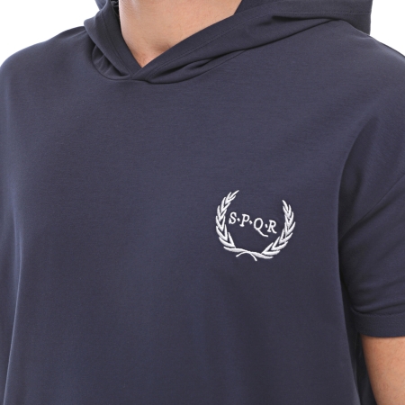 Spqr Cotton Short Sleeved Sweatshirt NEPTUNE Navy Blue - 4