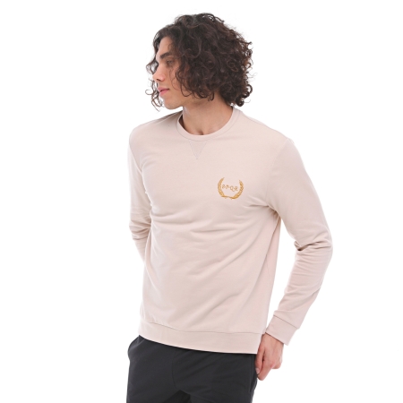 SPQR Pamuklu Bisiklet Yaka Basic Sweatshirt SATURN BEJ - 3