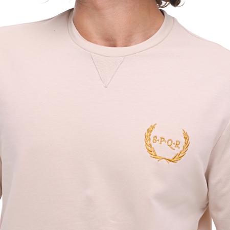 Spqr Cotton Crew Neck Basic Sweatshirt SATURN Beige - 5