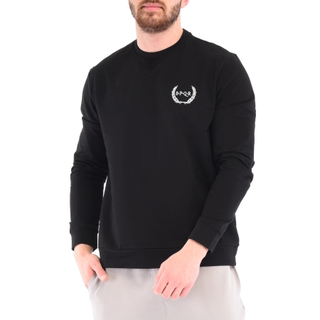 SPQR Pamuklu Bisiklet Yaka Basic Sweatshirt SATURN SİYAH - 2